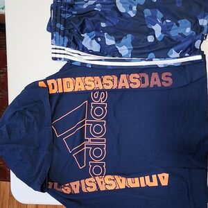 EUC 2Pc SzM Adidas Kids Navy Hoodie And Camo Shorts